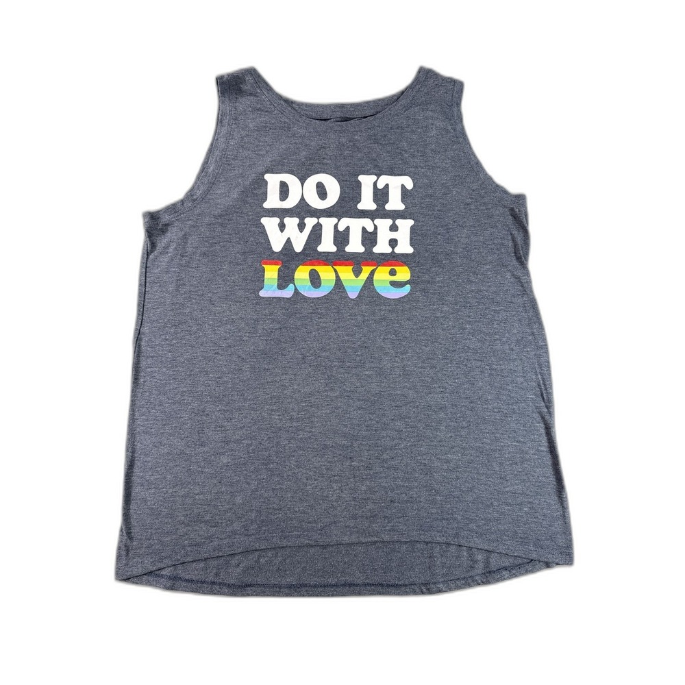 Athletic Do It With Love Works Do It Love Tank 12 Top Womens 12/14‎ Gray Cotton
